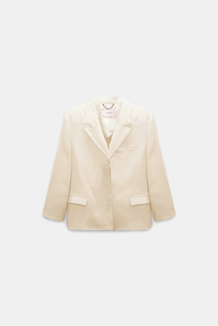 Dorothee Schumacher Linen-cotton shrunken blazer champagner