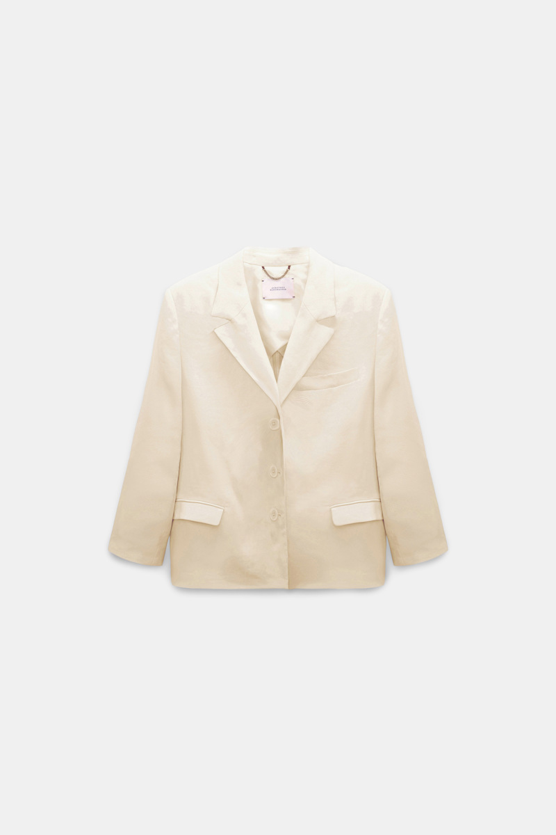 Dorothee Schumacher Women's Beige Linen-Cotton Shrunken Blazer Xxs