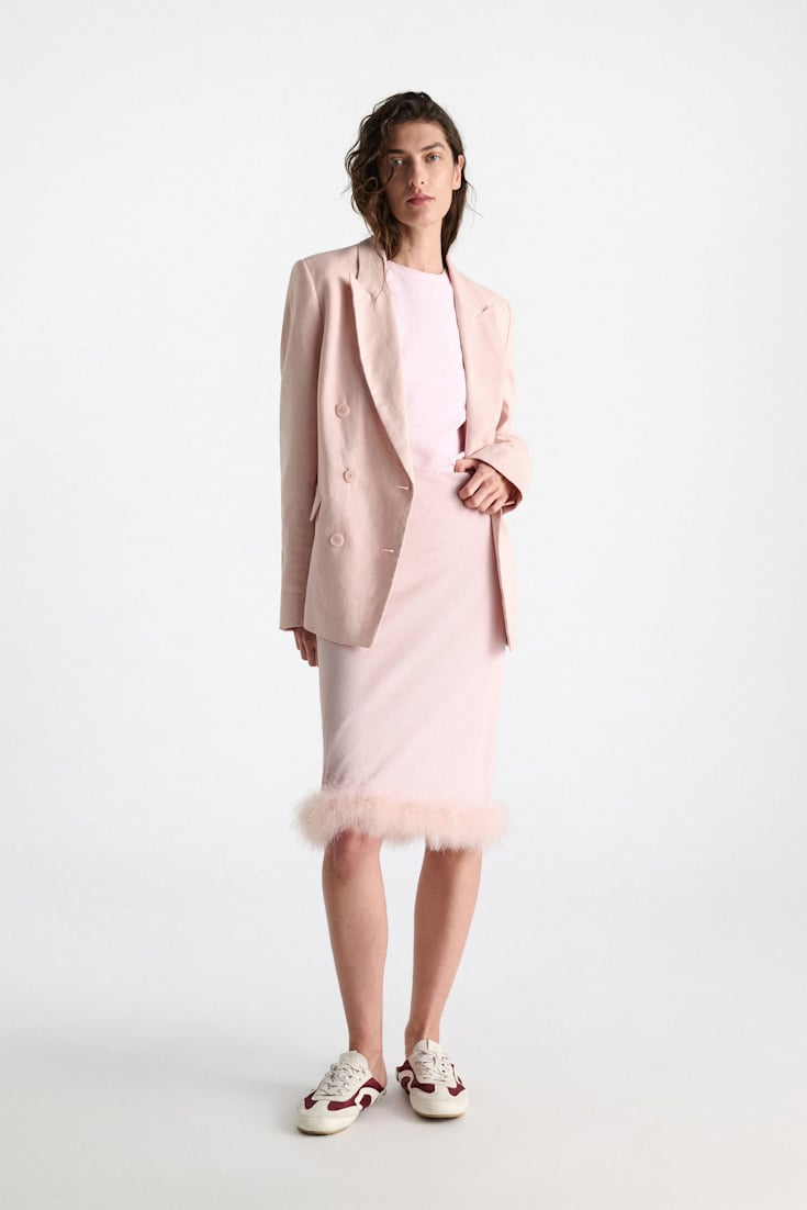 Dorothee Schumacher Kniellanger Rock mit Federn powder