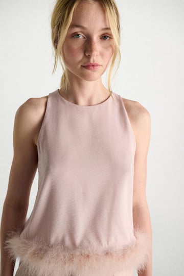 Dorothee Schumacher A-Linien Top mit Federn powder