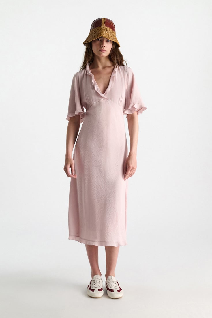 Dorothee Schumacher Midi-Kleid mit V-Ausschnitt powder