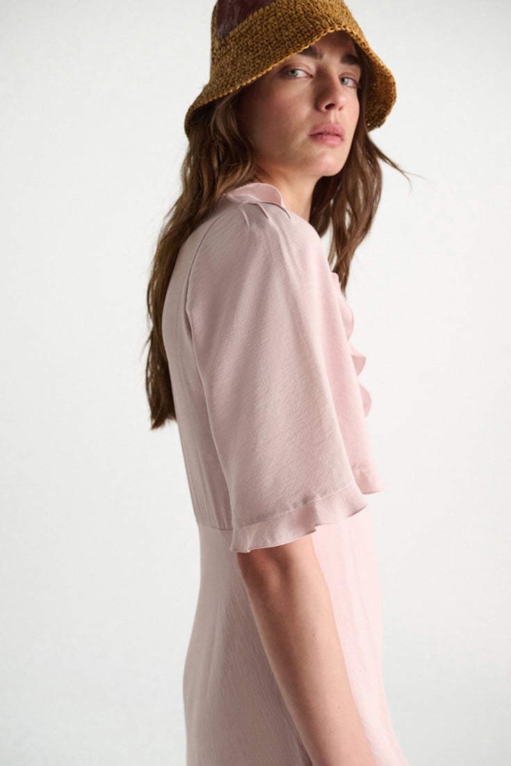 Dorothee Schumacher Midi-Kleid mit V-Ausschnitt powder