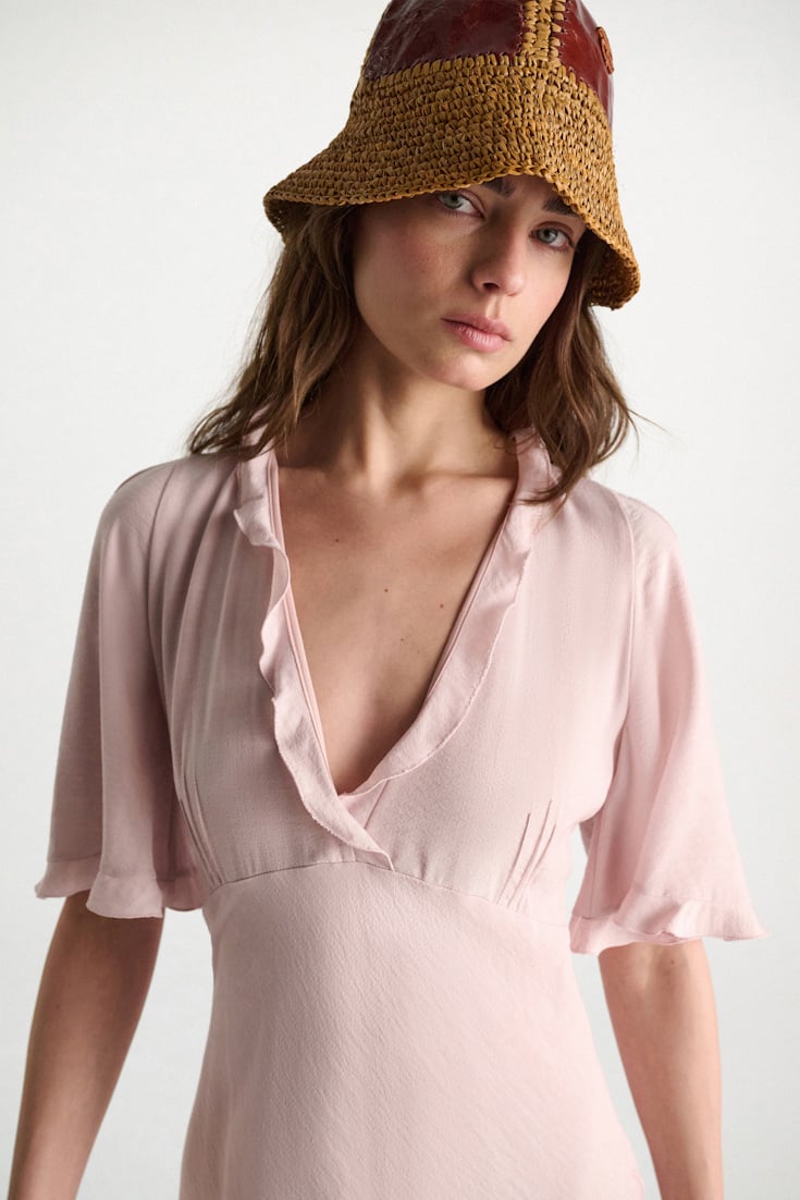 Dorothee Schumacher Midi-Kleid mit V-Ausschnitt powder