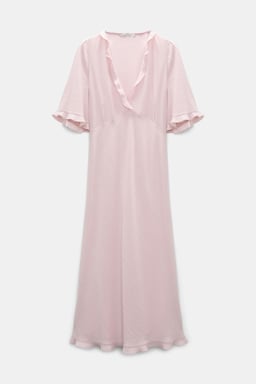Dorothee Schumacher V-neck midi-dress with flounce trim powder