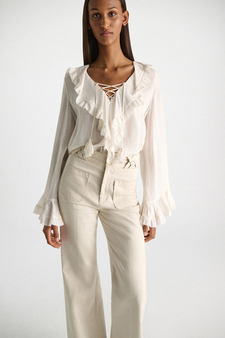 Dorothee Schumacher Striped silk-viscose blouse camellia white