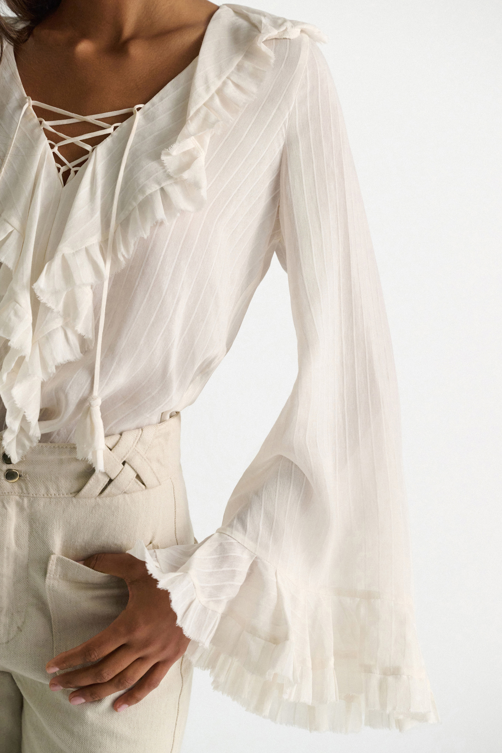 Dorothee Schumacher Striped silk-viscose blouse camellia white