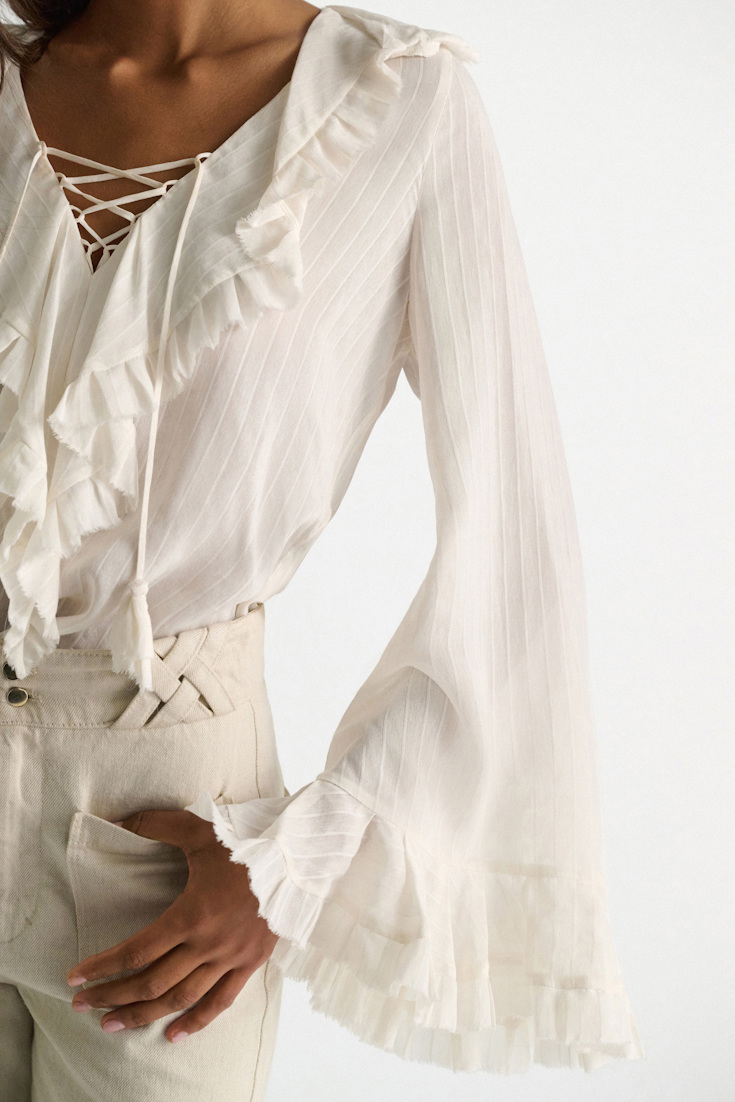 Dorothee Schumacher Striped silk-viscose blouse camellia white