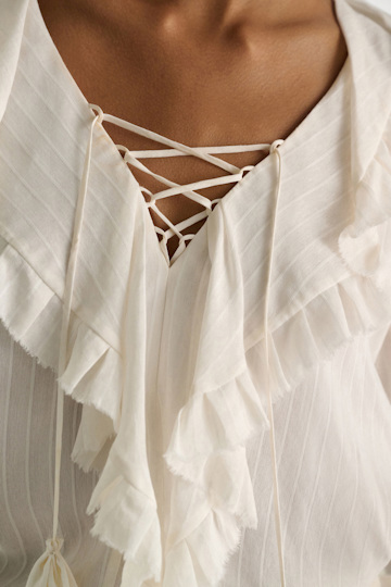 Dorothee Schumacher Striped silk-viscose blouse camellia white