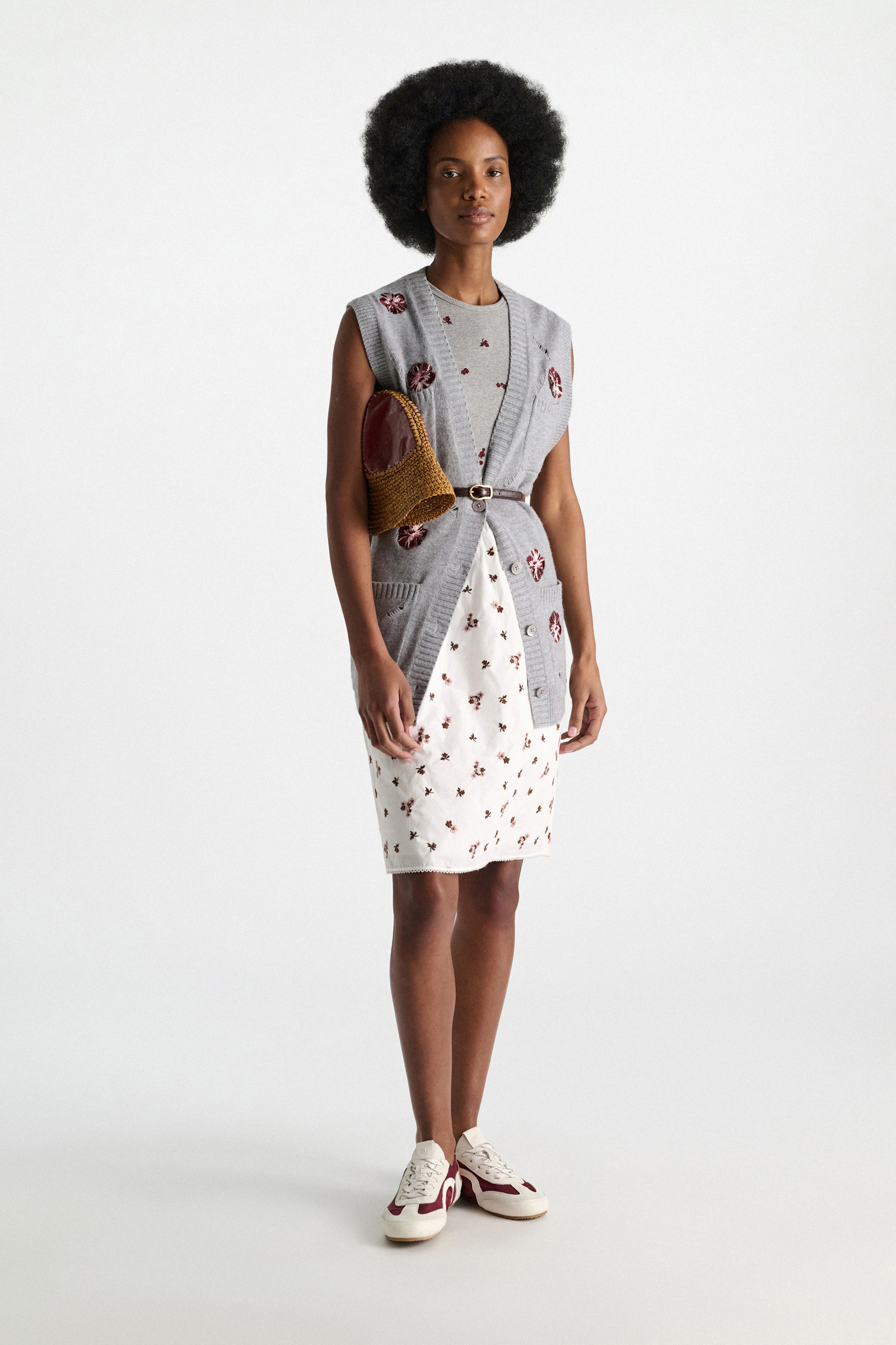Dorothee Schumacher Embroidered cotton knee-length skirt D-rose embroidery