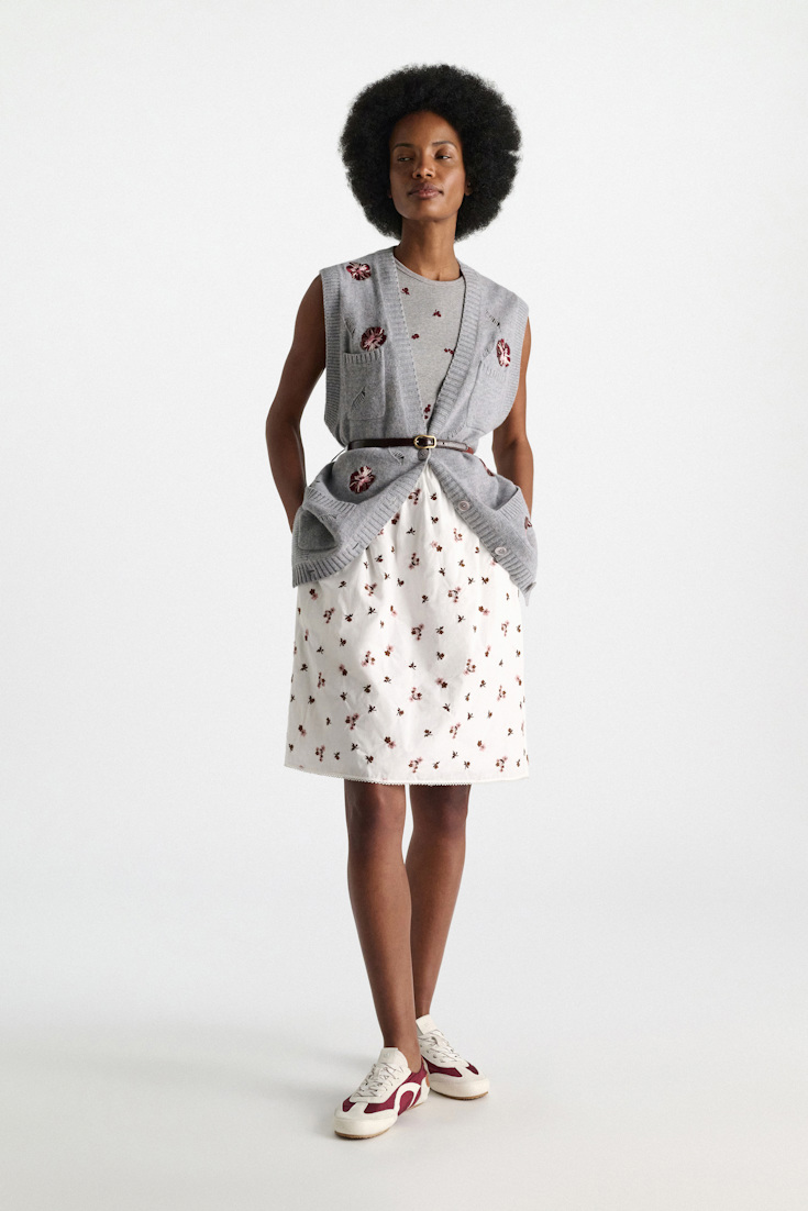 Dorothee Schumacher Embroidered cotton knee-length skirt D-rose embroidery