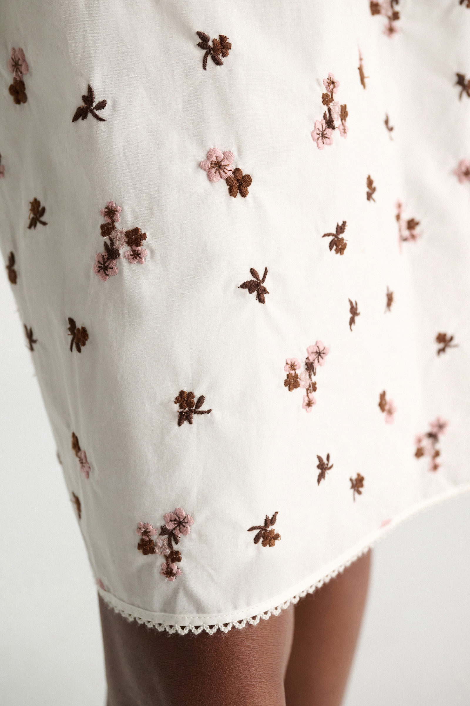 Dorothee Schumacher Embroidered cotton knee-length skirt D-rose embroidery