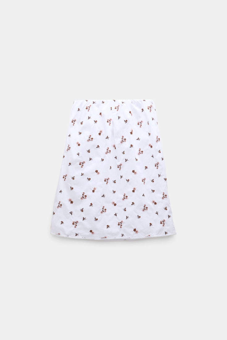 Dorothee Schumacher Embroidered cotton knee-length skirt D-rose embroidery