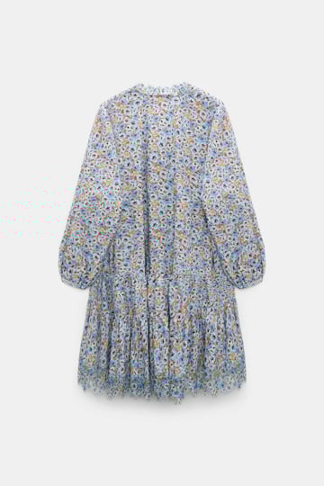 Dorothee Schumacher Kurzes voluminöses Kleid mit Spizendetails im Signature Print aus Baumwolle mini boho flower blue