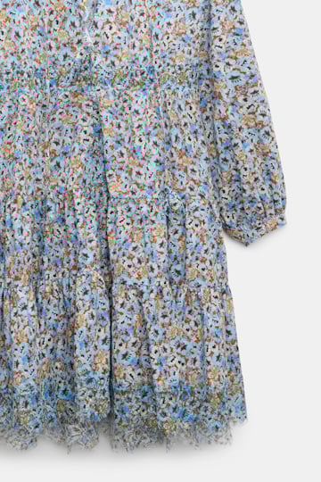 Dorothee Schumacher Kurzes voluminöses Kleid mit Spizendetails im Signature Print aus Baumwolle mini boho flower blue