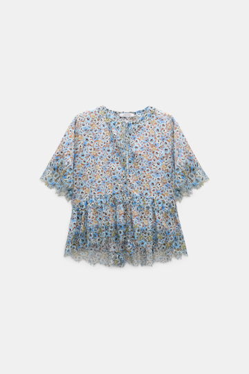 Dorothee Schumacher Signature print top with lace mini boho flower blue