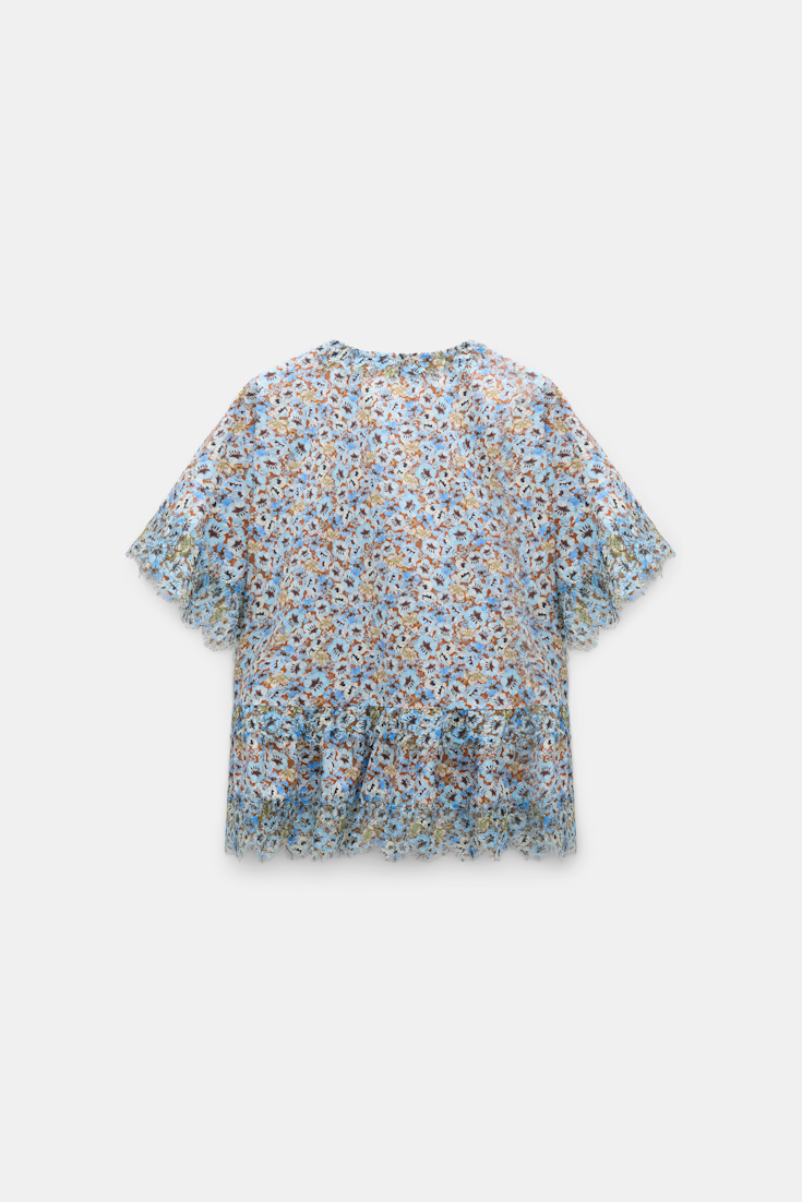 Dorothee Schumacher Signature print top with lace mini boho flower blue