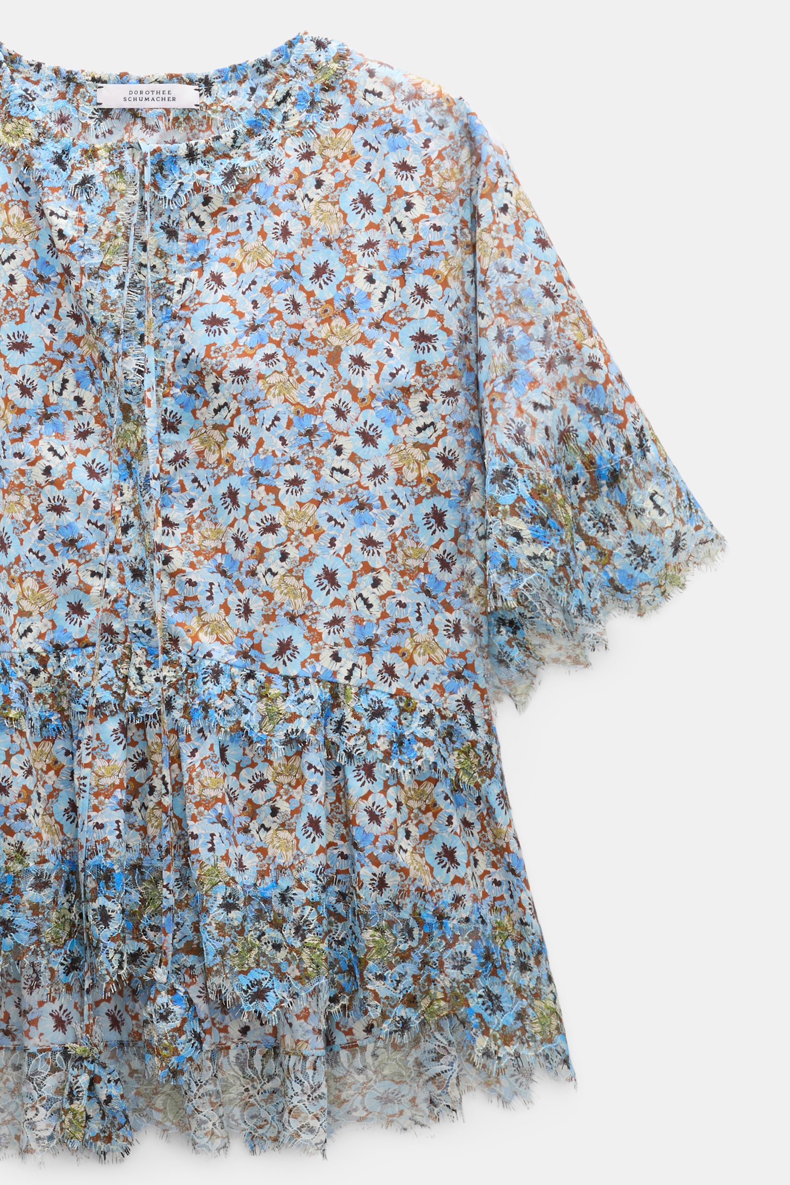 Dorothee Schumacher Signature print top with lace mini boho flower blue