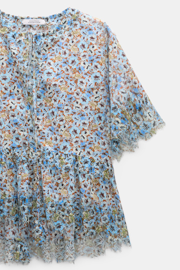 Dorothee Schumacher Signature print top with lace mini boho flower blue