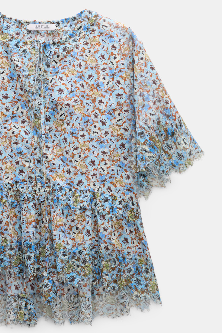 Dorothee Schumacher Signature print top with lace mini boho flower blue