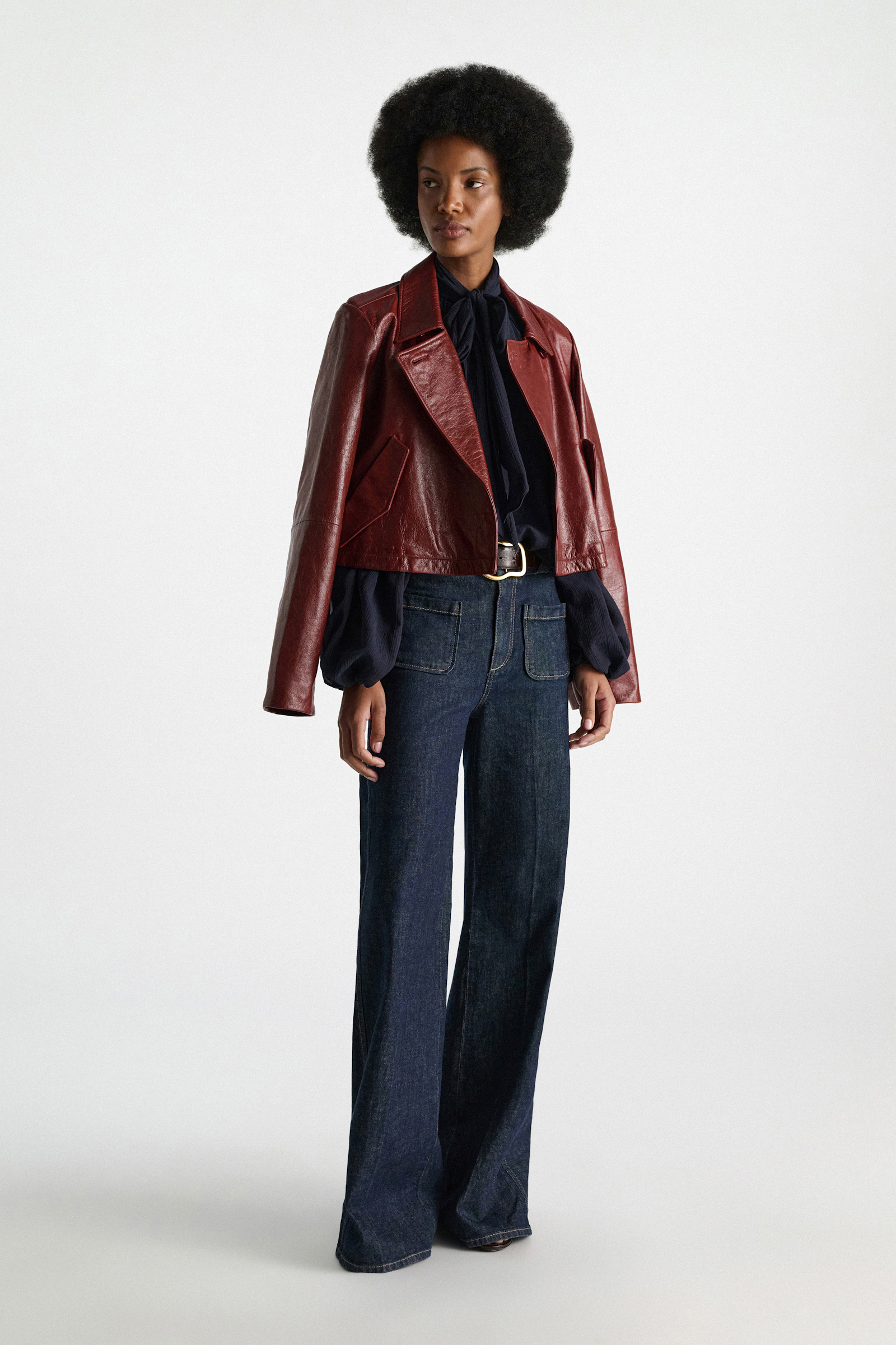 Dorothee Schumacher Boxy leather jacket marsala