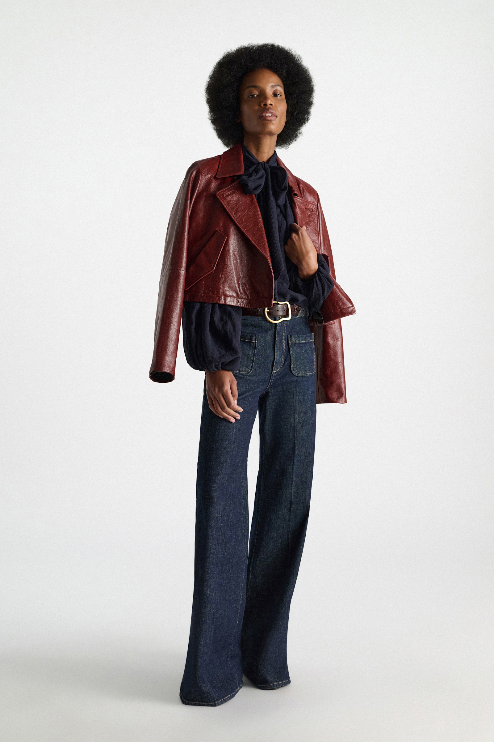 Dorothee Schumacher Boxy leather jacket marsala