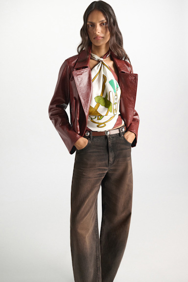 Dorothee Schumacher Boxy leather jacket marsala