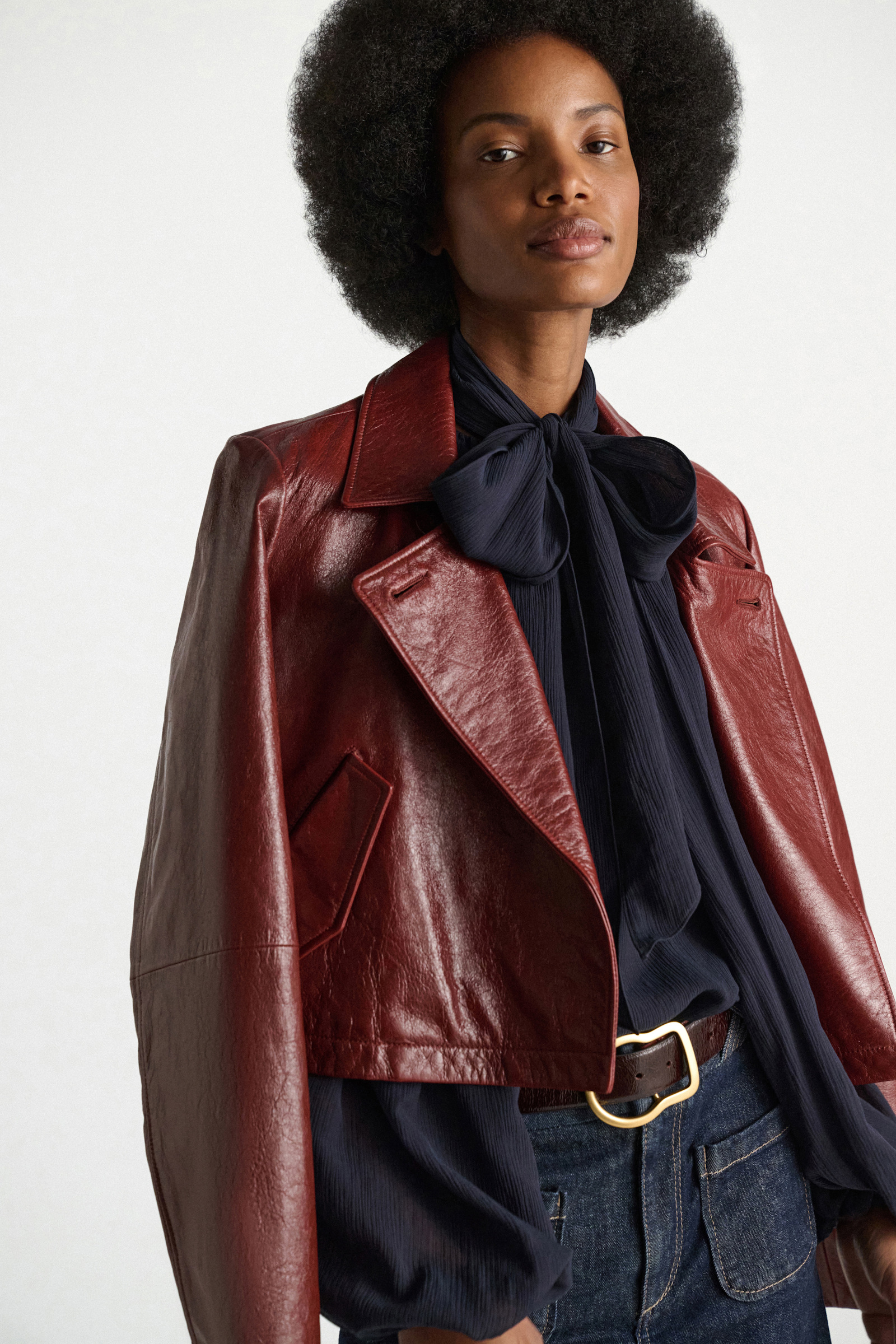 Dorothee Schumacher Boxy leather jacket marsala