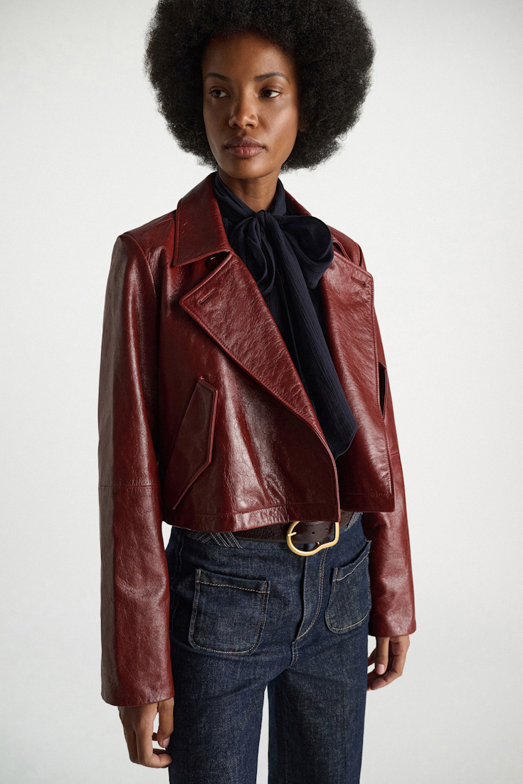 Dorothee Schumacher Boxy leather jacket marsala