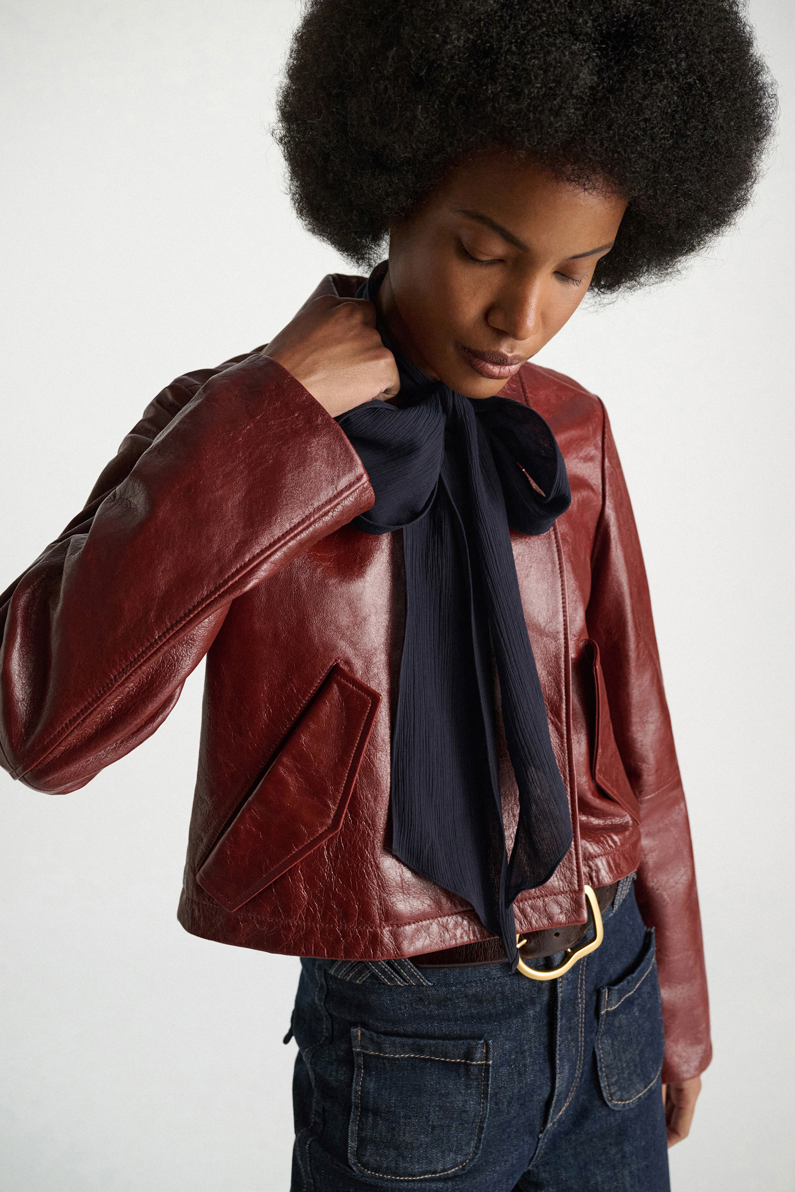 Dorothee Schumacher Boxy leather jacket marsala