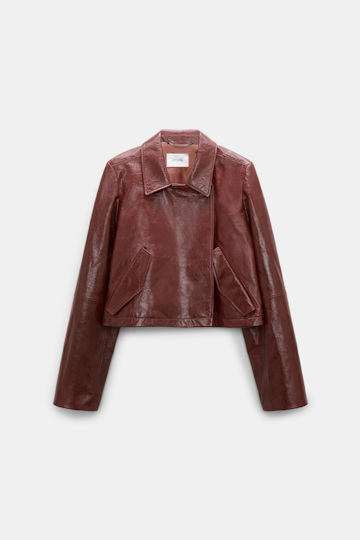 Dorothee Schumacher Boxy leather jacket marsala