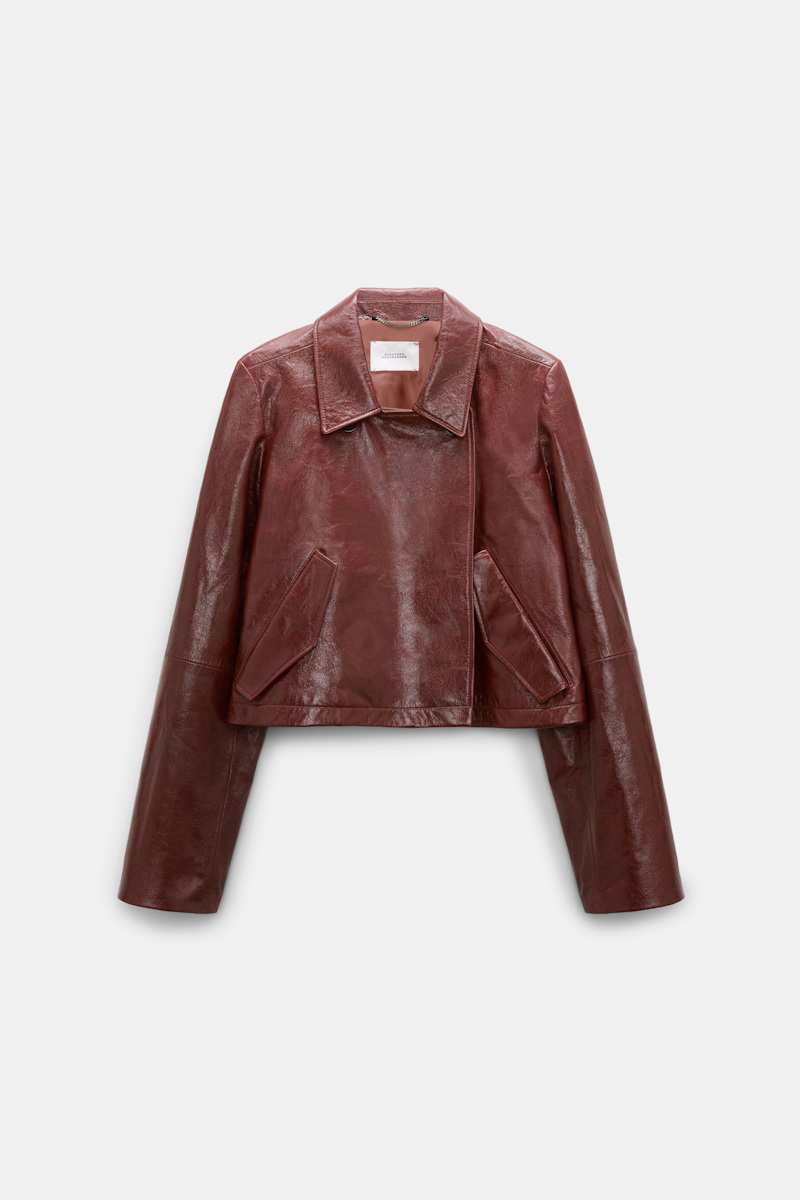 Dorothee Schumacher Women's Brown Boxy Leather Jacket Extra Small