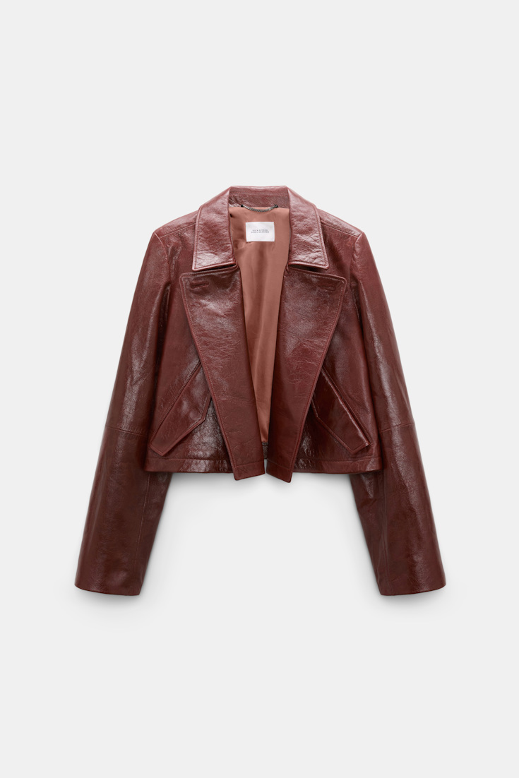 Dorothee Schumacher Boxy leather jacket marsala