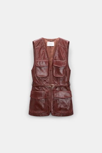 Dorothee Schumacher Leather cargo vest marsala