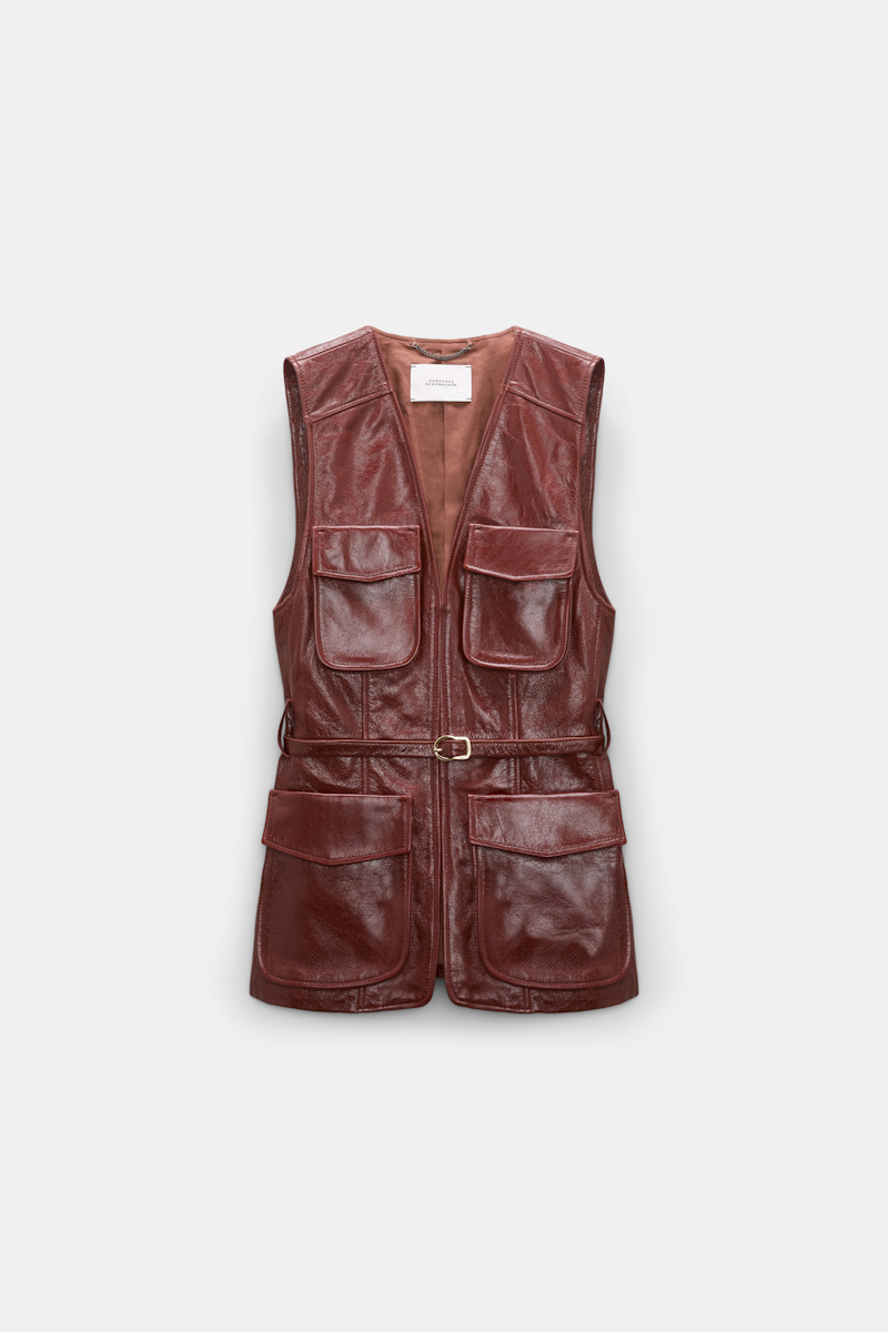 Dorothee Schumacher Women's Brown Leather Cargo Vest Medium