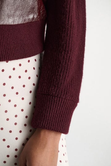 Dorothee Schumacher Leder- und Strickjacke dark bordeaux