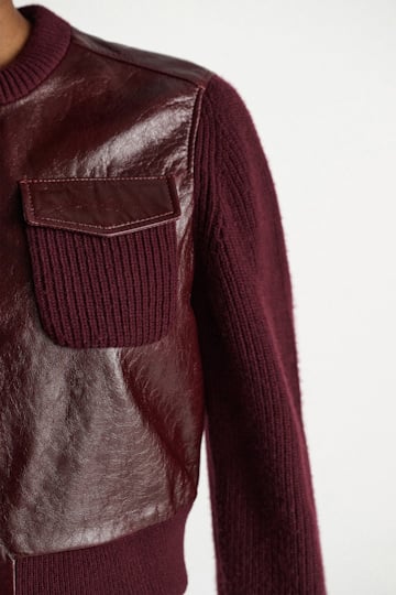 Dorothee Schumacher Leder- und Strickjacke dark bordeaux