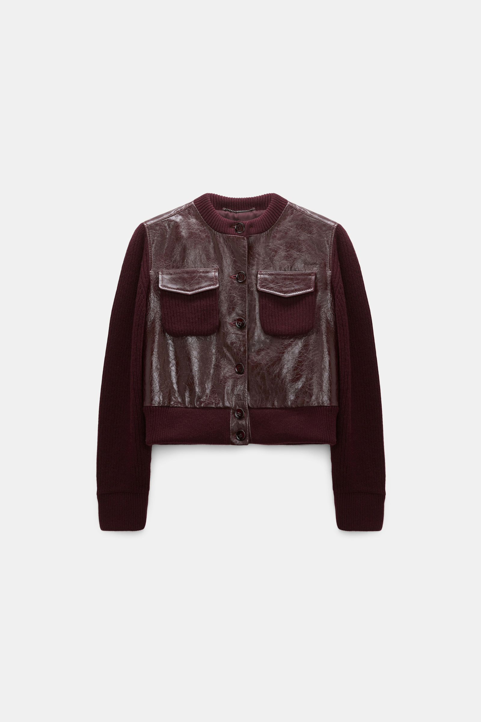 Dorothee Schumacher Leder- und Strickjacke dark bordeaux