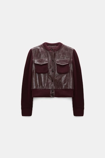 Dorothee Schumacher Leder- und Strickjacke dark bordeaux