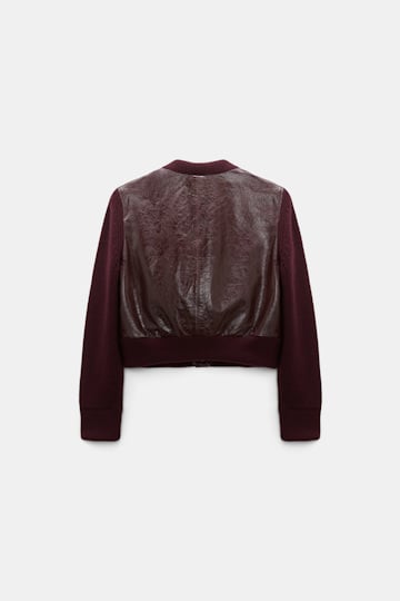 Dorothee Schumacher Leder- und Strickjacke dark bordeaux