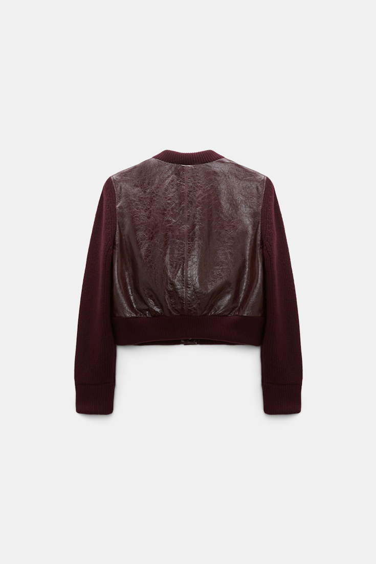 Dorothee Schumacher Leder- und Strickjacke dark bordeaux