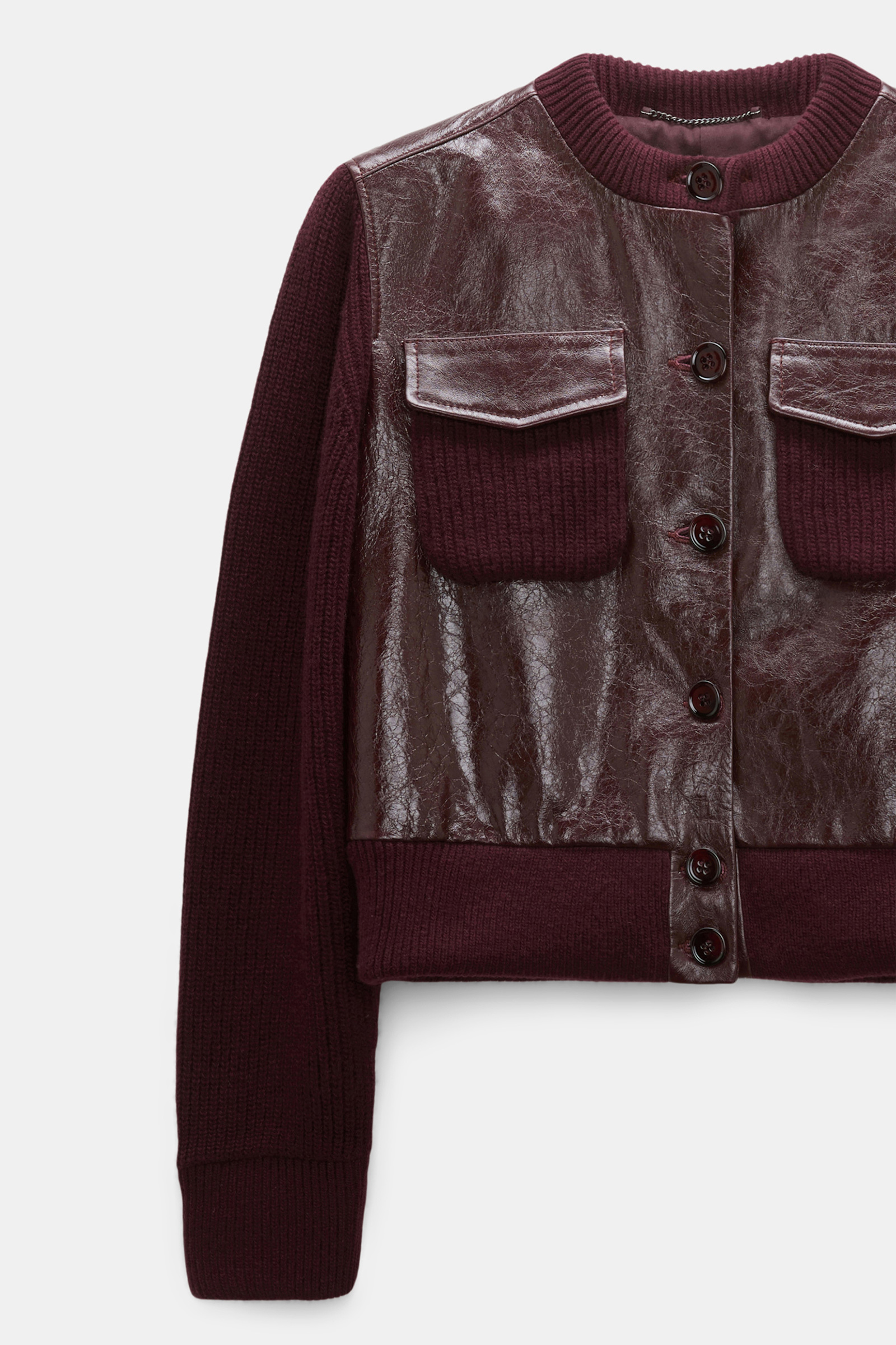 Dorothee Schumacher Leder- und Strickjacke dark bordeaux