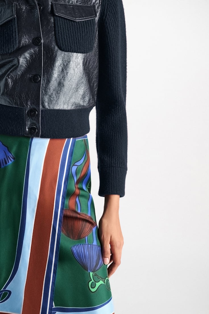 Dorothee Schumacher Leder- und Strickjacke true navy Model Detail View