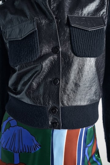 Dorothee Schumacher Leder- und Strickjacke true navy Model Detail View