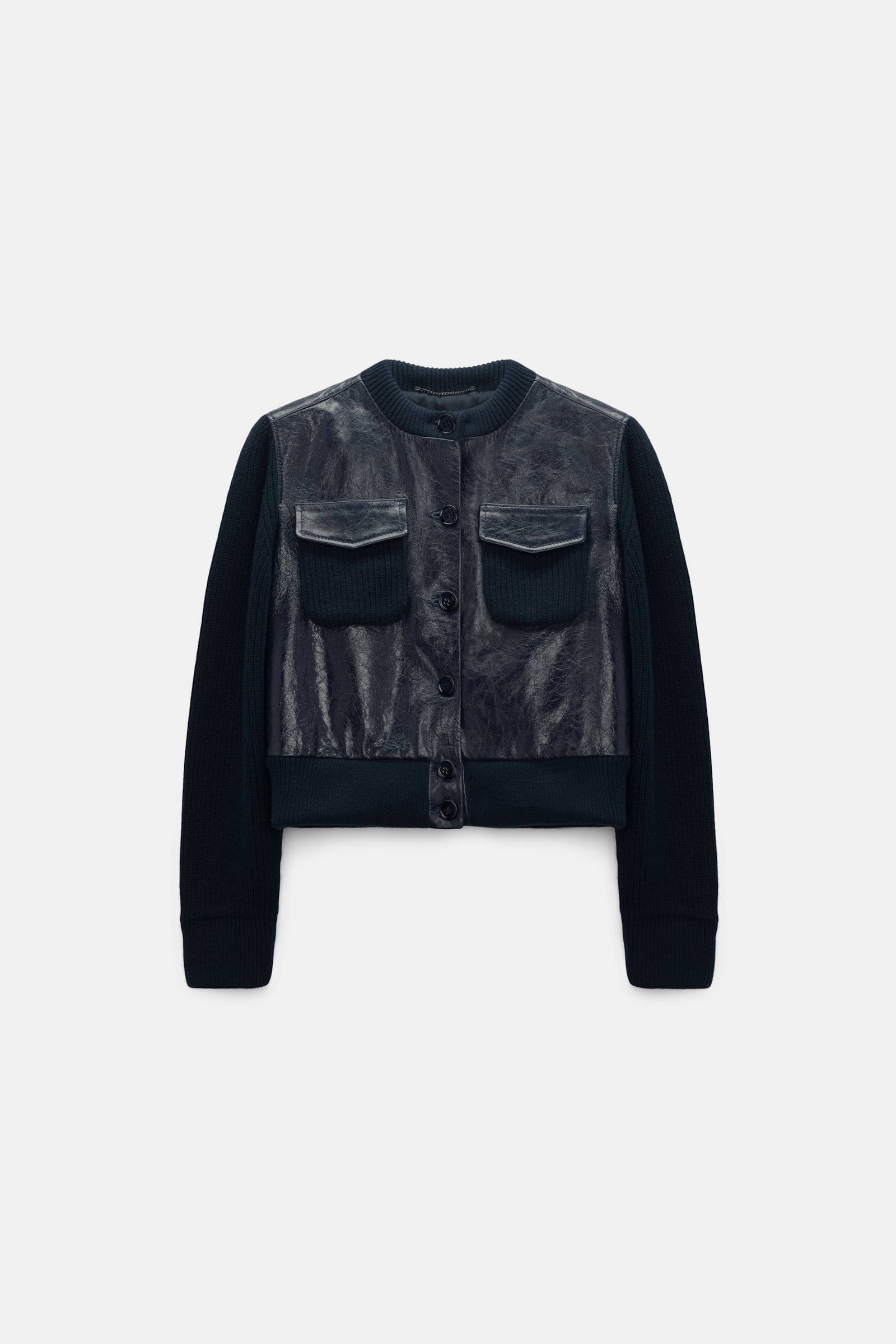 Dorothee Schumacher Leder- und Strickjacke true navy Product Front View