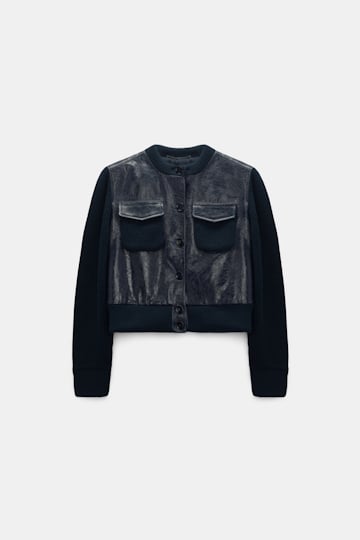 Dorothee Schumacher Leder- und Strickjacke true navy Product Front View