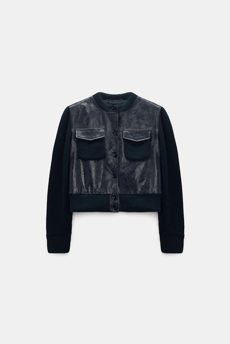 Dorothee Schumacher Leder- und Strickjacke true navy Product Front View