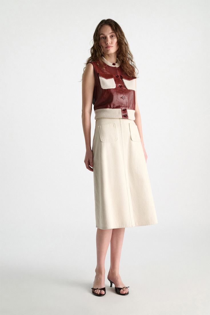 Dorothee Schumacher Leder- und Strickweste marsala