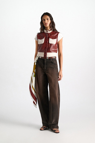 Dorothee Schumacher Leather and knit vest marsala