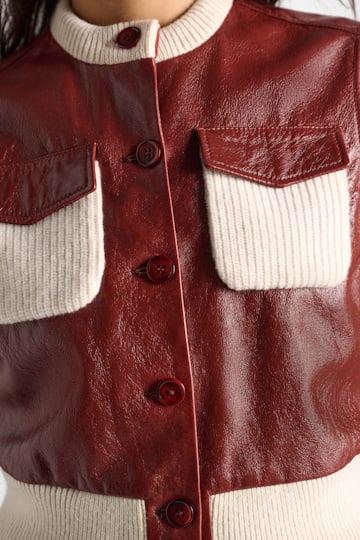 Dorothee Schumacher Leather and knit vest marsala