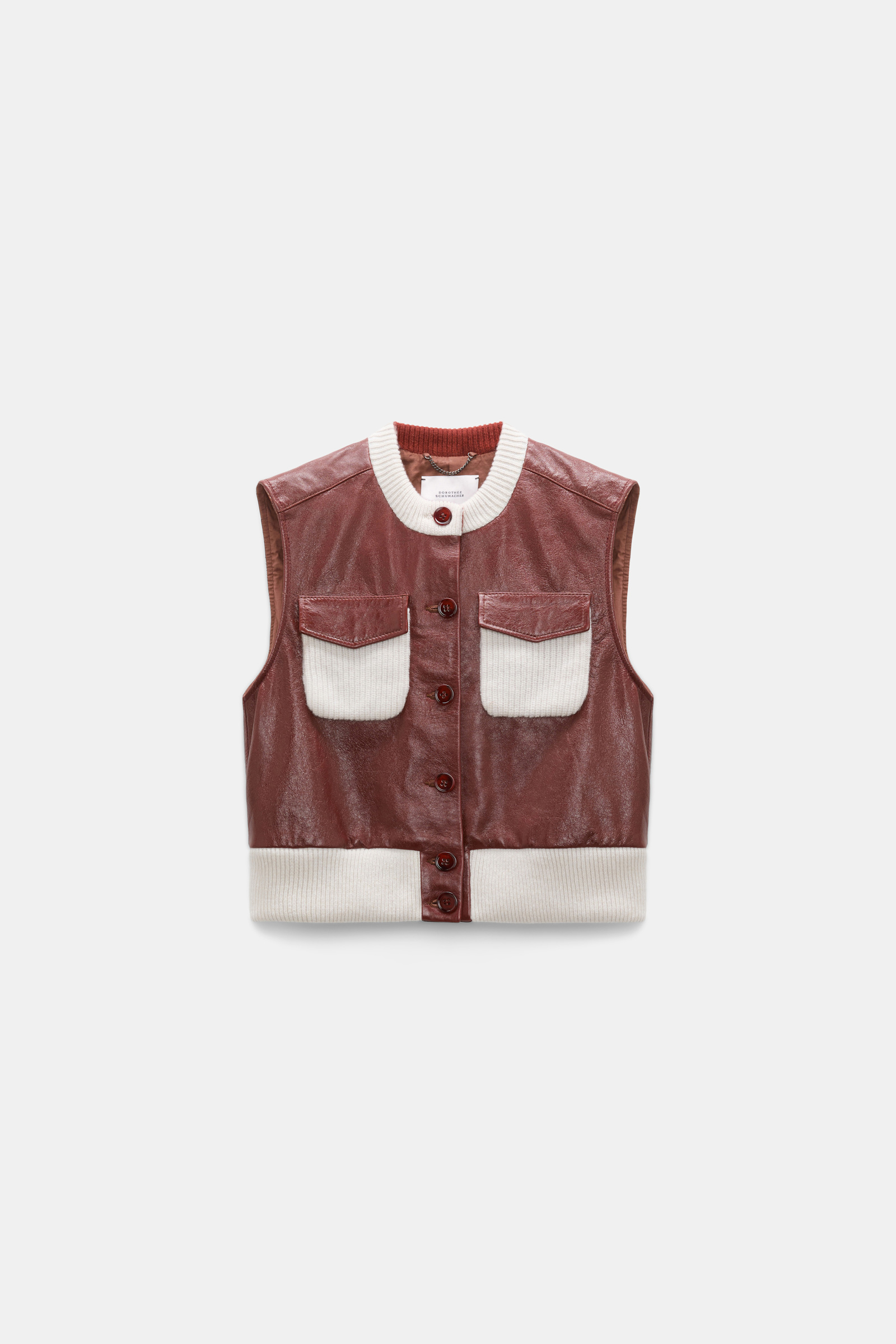 Dorothee Schumacher Leder- und Strickweste marsala